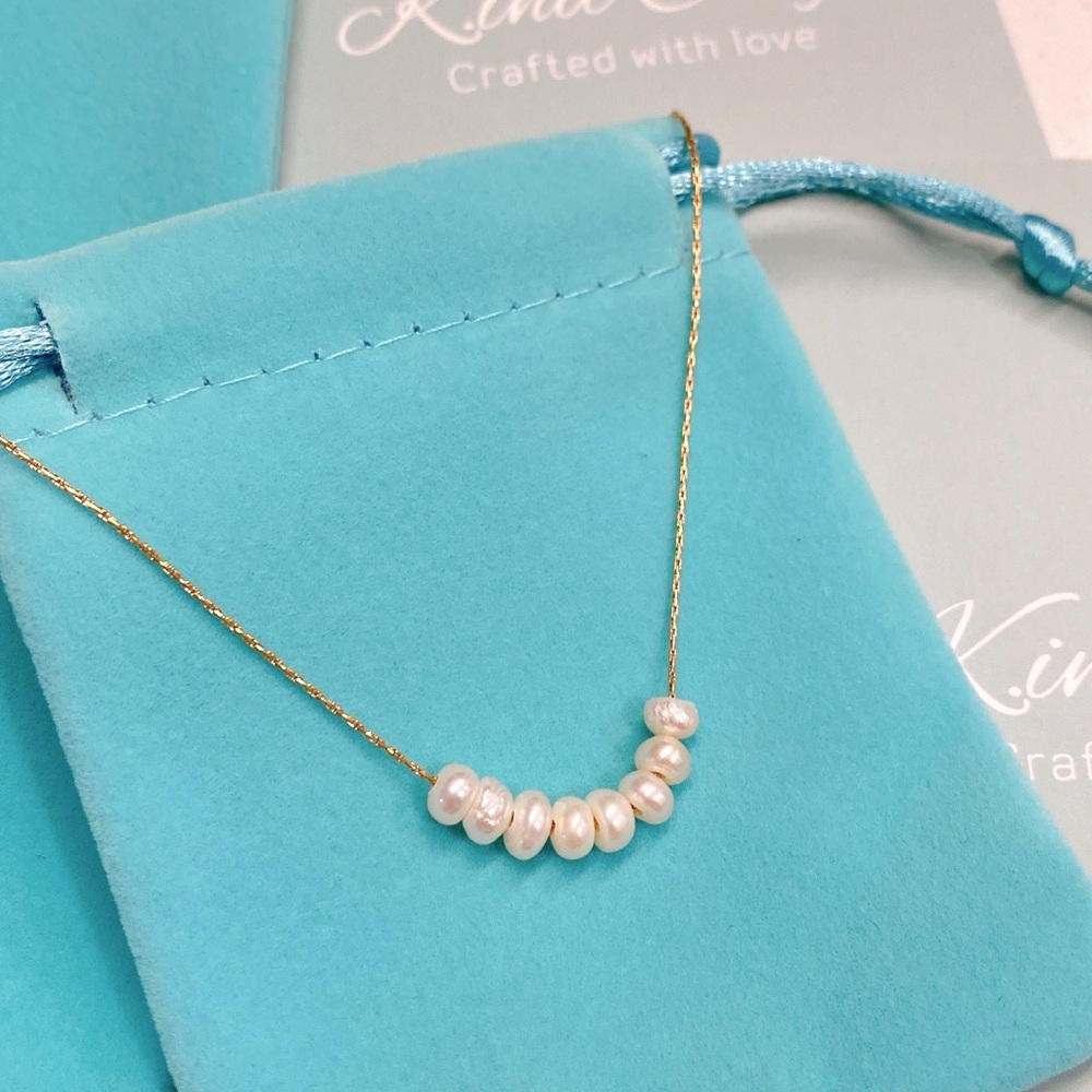 Vermeil Natural Pearl Necklace gold plated stainless steel - Picture 7 of 15